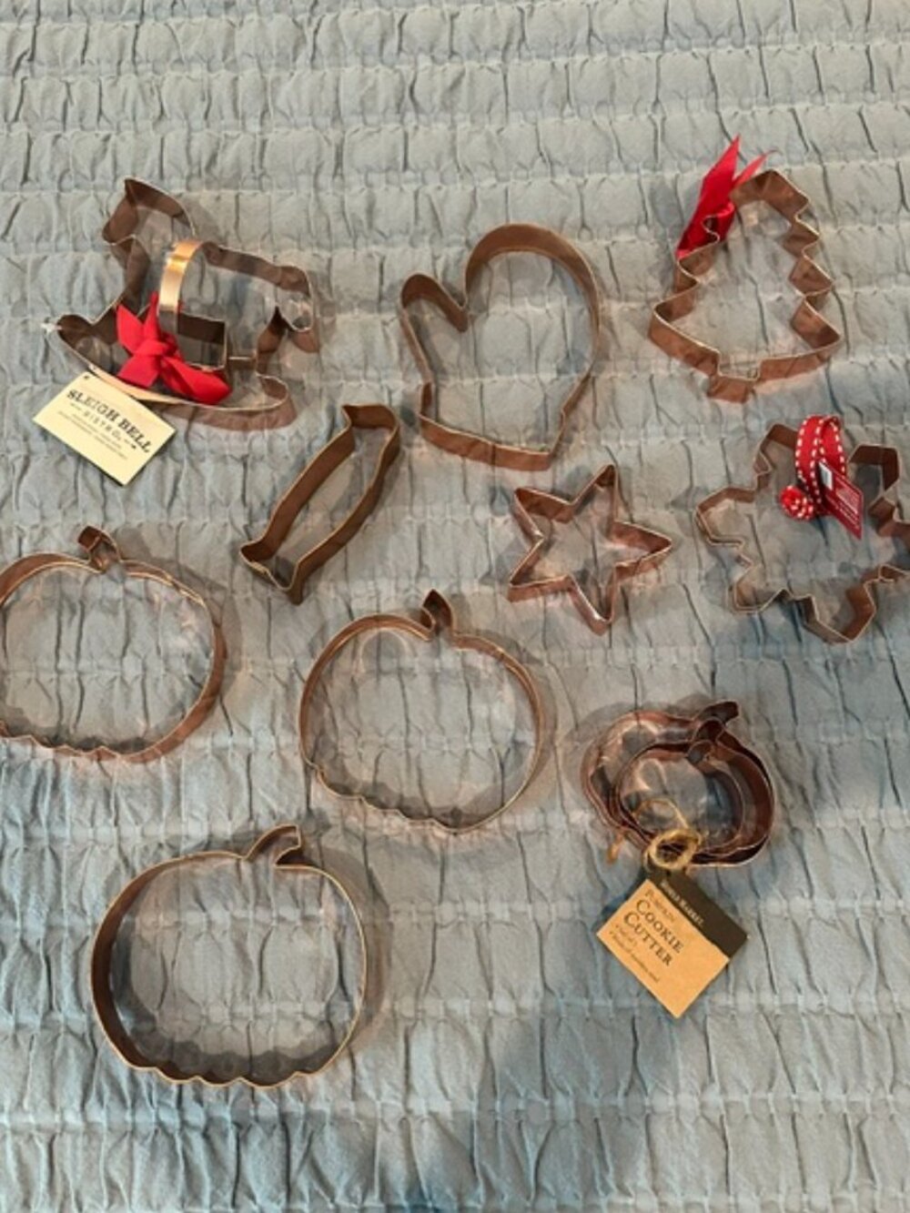 12 Copper Cookie Cutters Pumpkins, Christmas, Rocking Horse for Decor or Baking